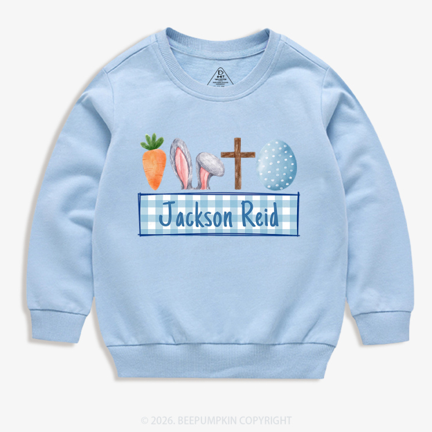 Personalized Watercolor Easter Bunny Name Kid's Sweatshirt