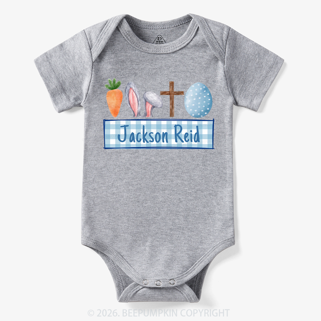 Personalized Watercolor Easter Bunny Name Bodysuit