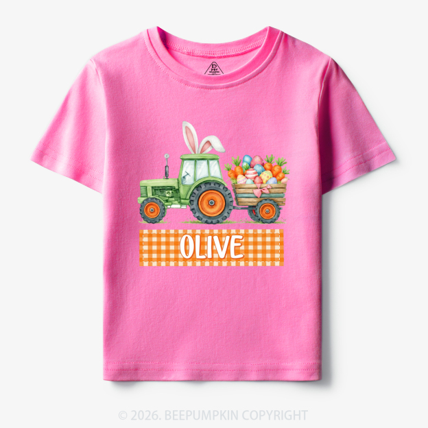 Personalized Name Easter Tractor Farm Toddler&Kid's Tees