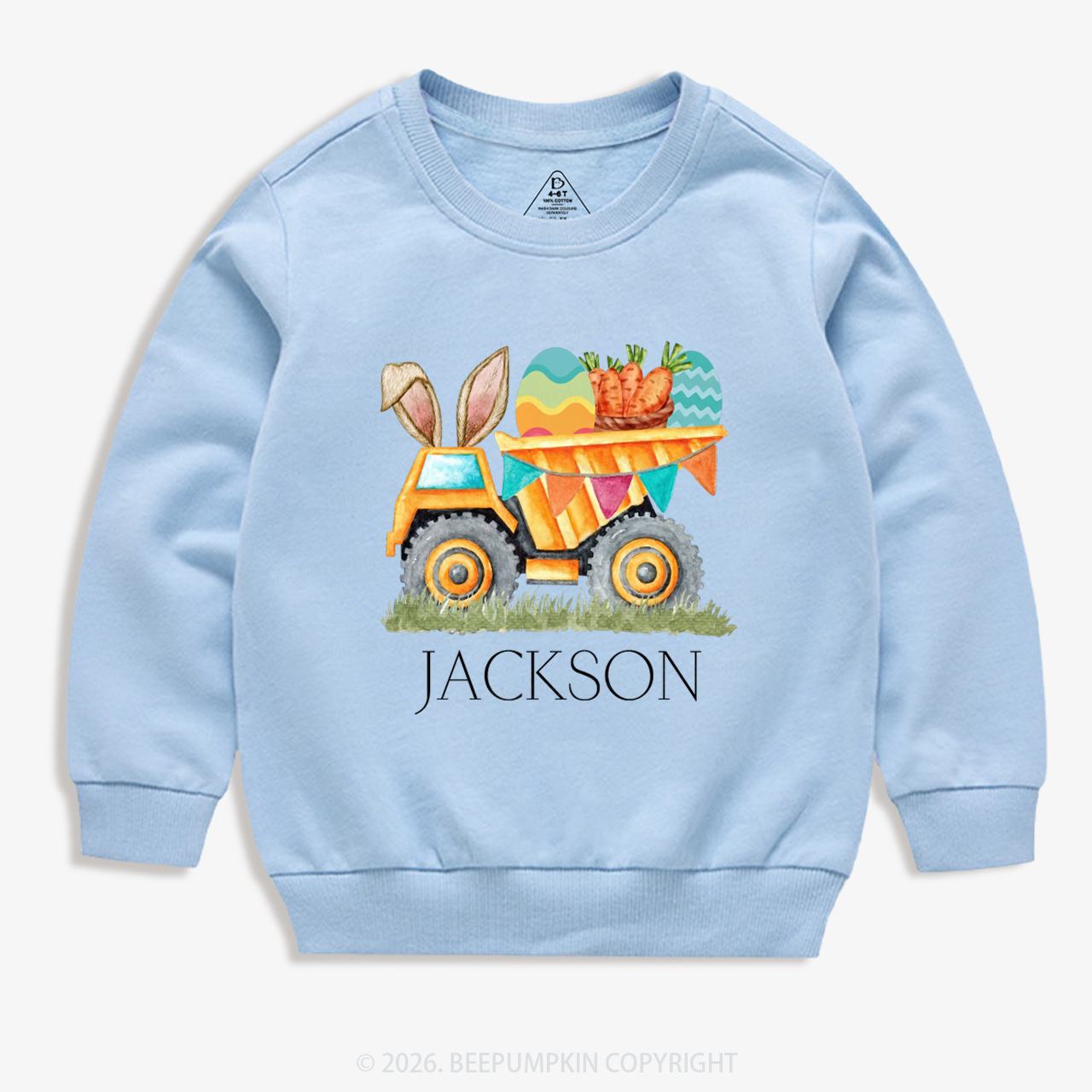 Personalized Name Easter Dump Truck Kid's Sweatshirt