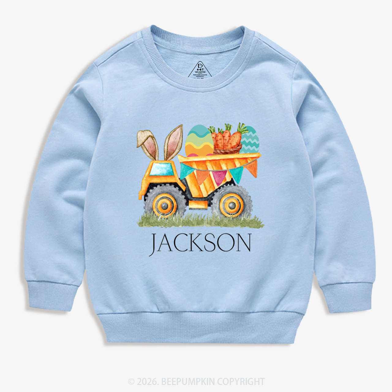 Personalized Name Easter Dump Truck Kid's Sweatshirt