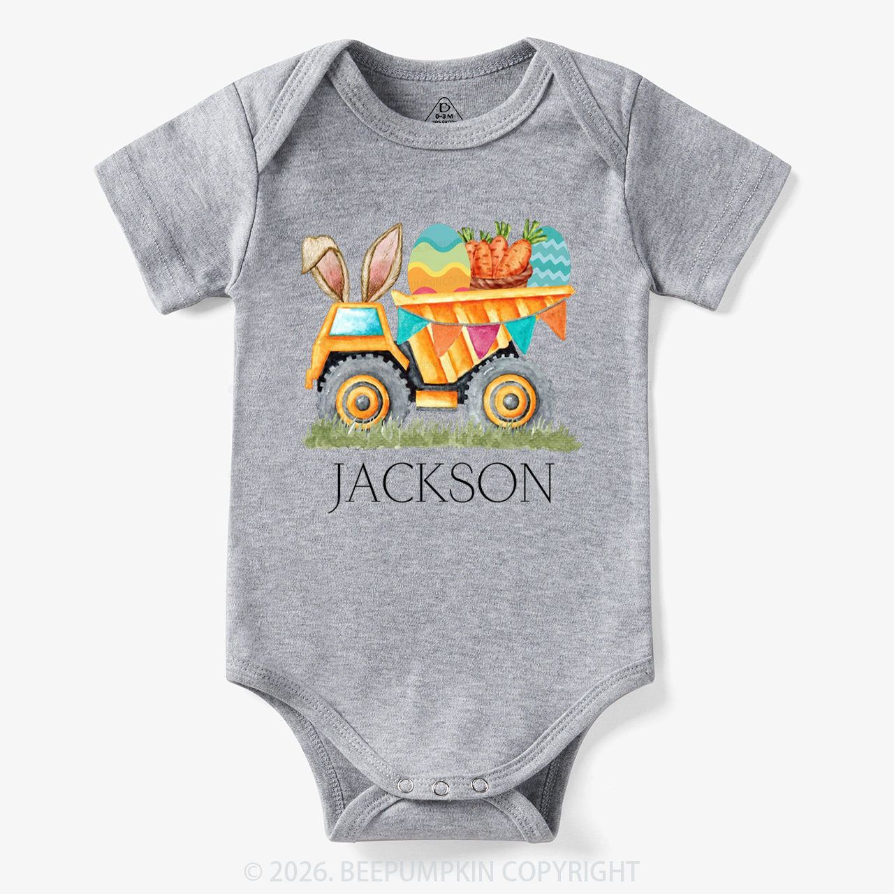 Personalized Name Easter Dump Truck Bodysuit