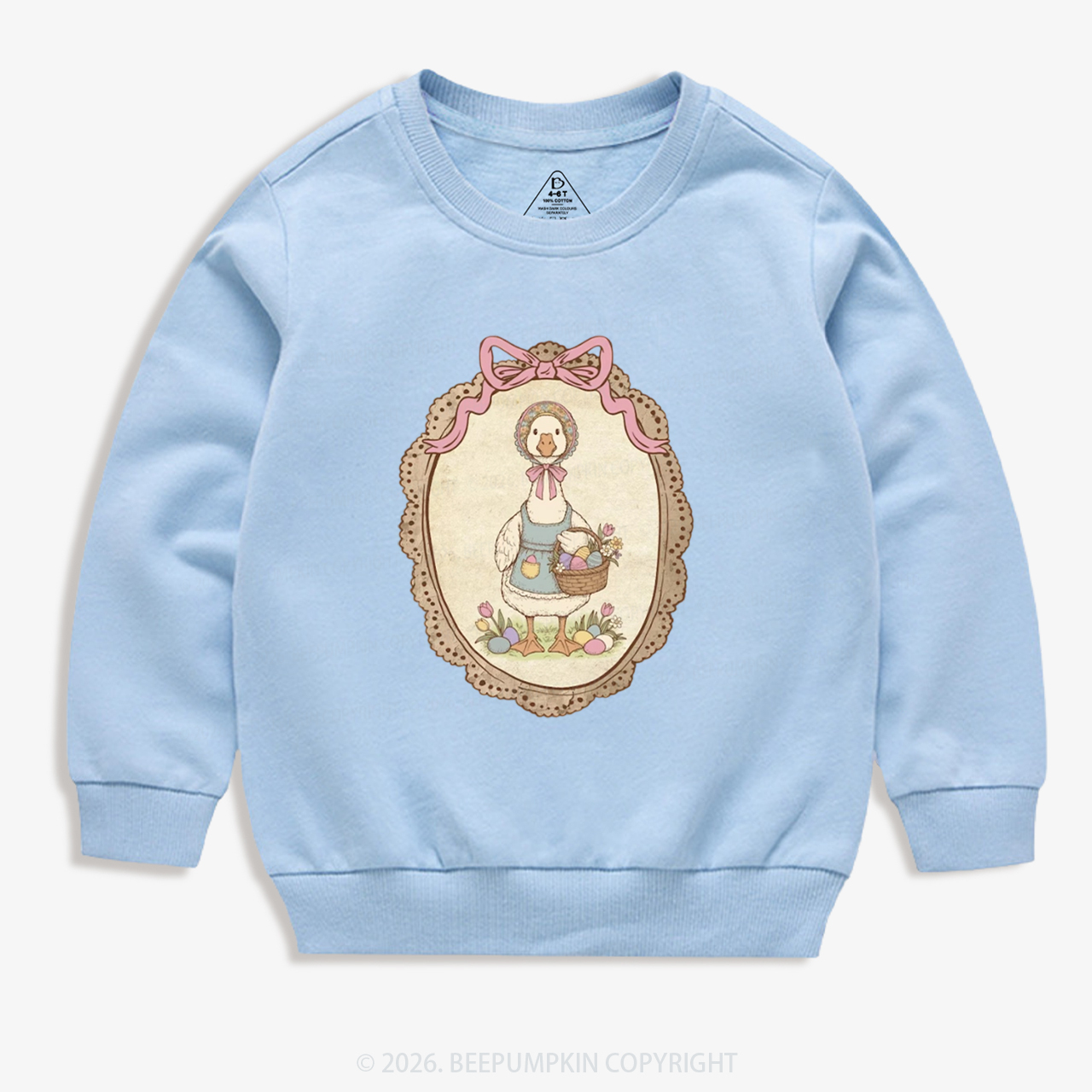 Floral Coquette Spring Easter Goose Kid's Sweatshirt