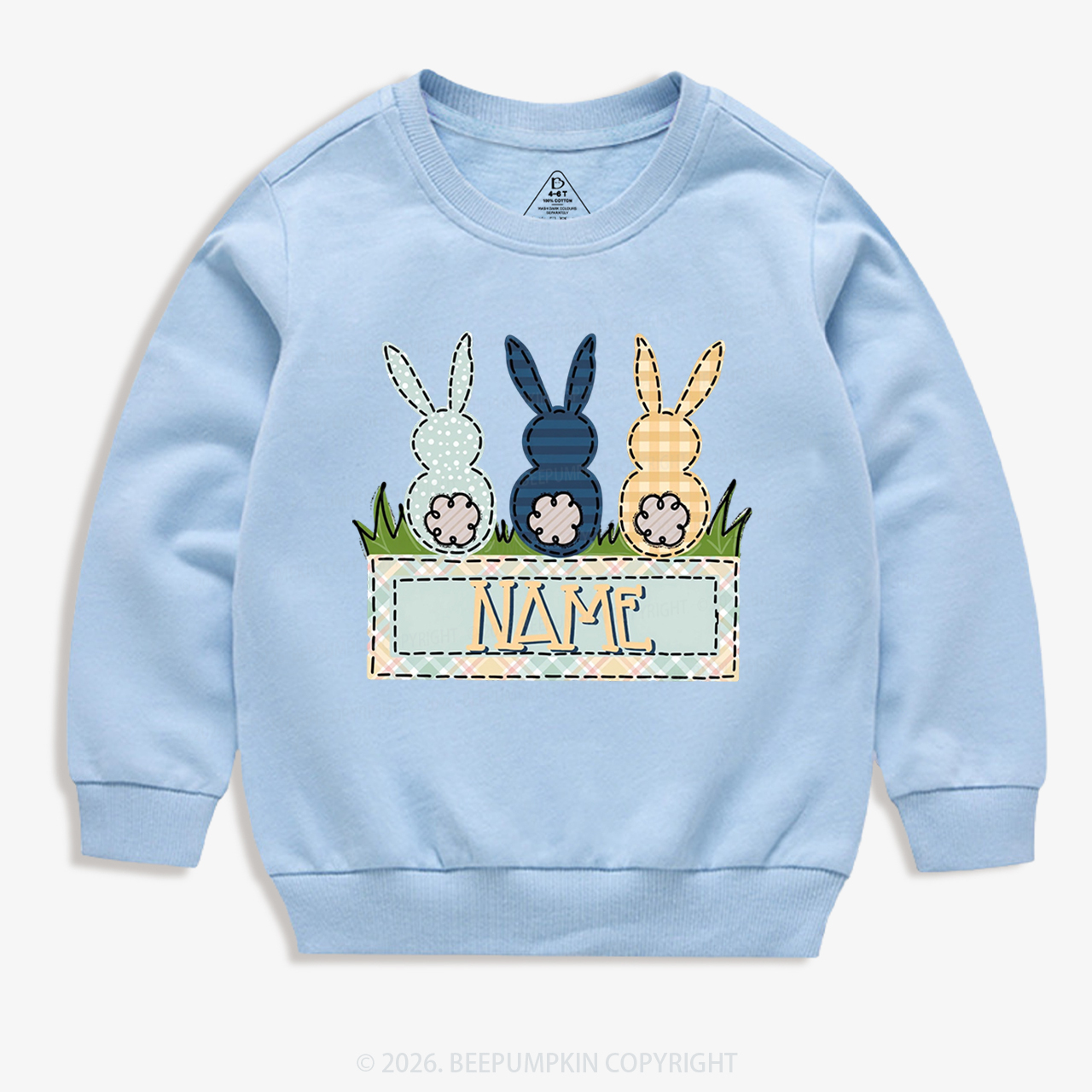 Personalized Name Easter Bunny Trio Kid's Sweatshirt
