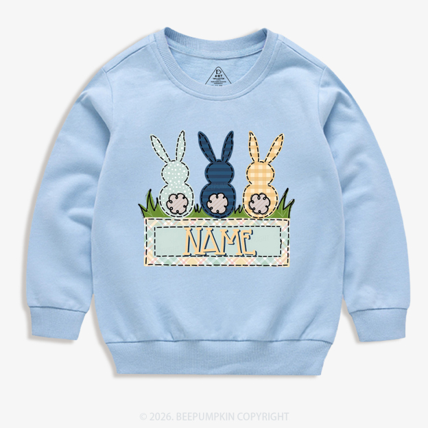 Personalized Name Easter Bunny Trio Kid's Sweatshirt
