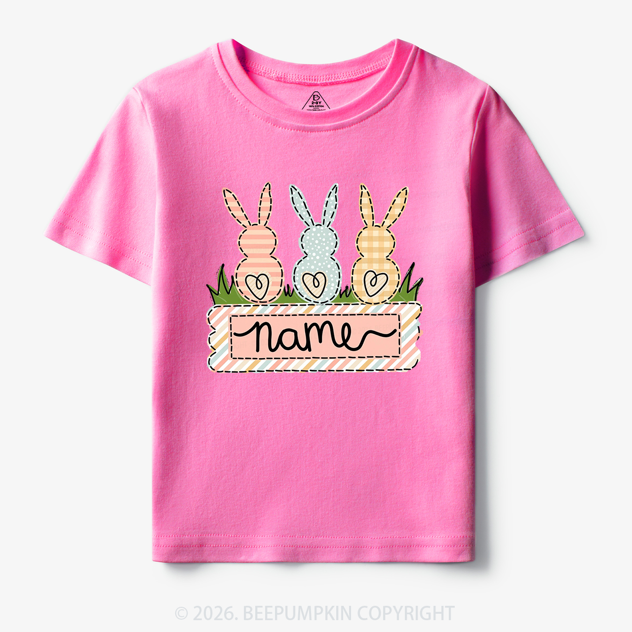 Personalized Name Easter Bunny Trio Girl Toddler&Kid's Tees