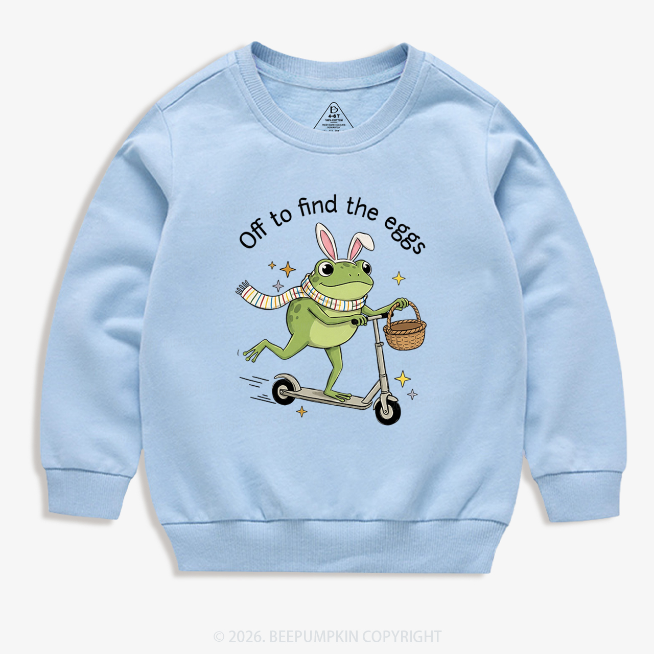 Funny Frog on Scooter Easter Egg Kid's Sweatshirt 7