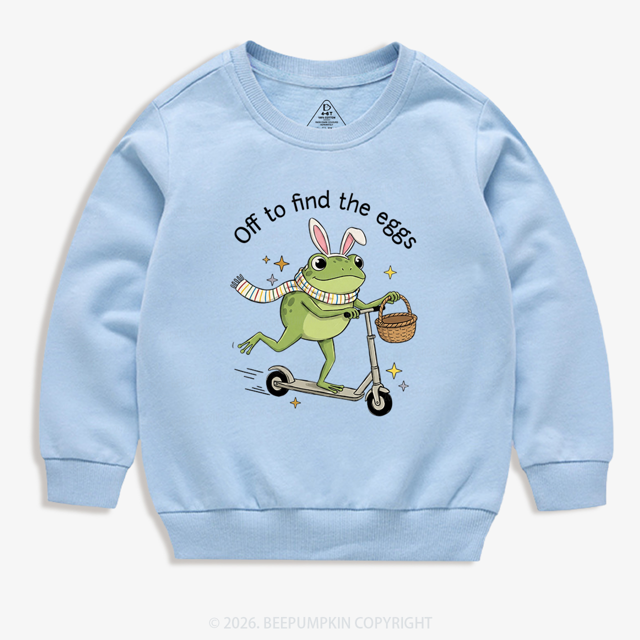 Funny Frog on Scooter Easter Egg Kid's Sweatshirt 7