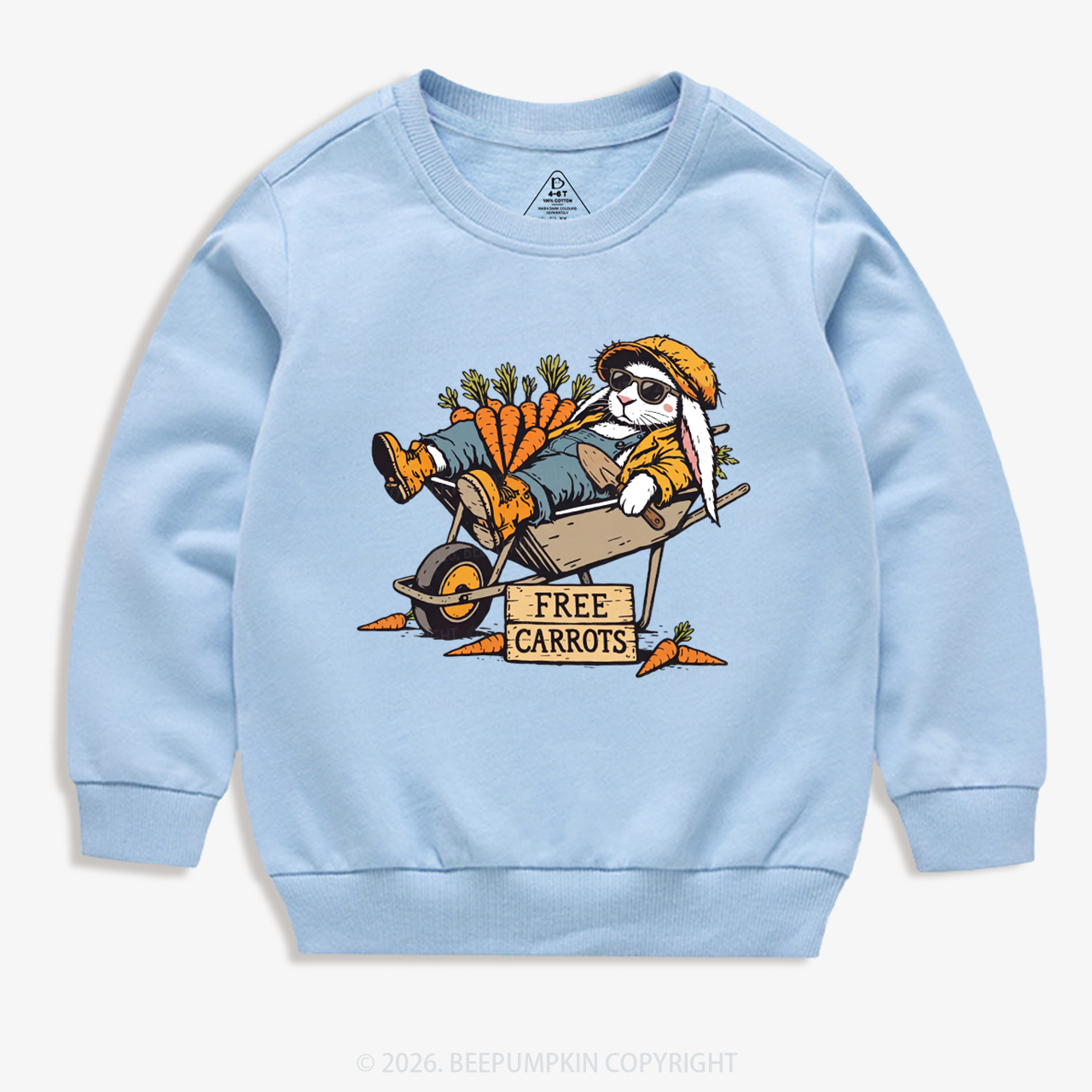 Cool Bunny Free Carrots Easter Kid's Sweatshirt