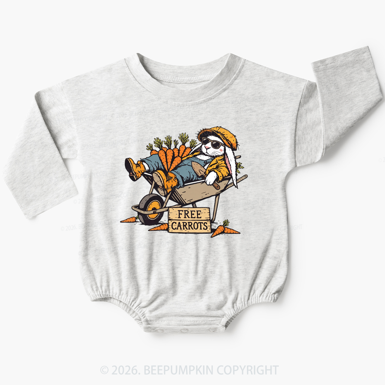 Cool Bunny Free Carrots Easter Baby Bubble Romper