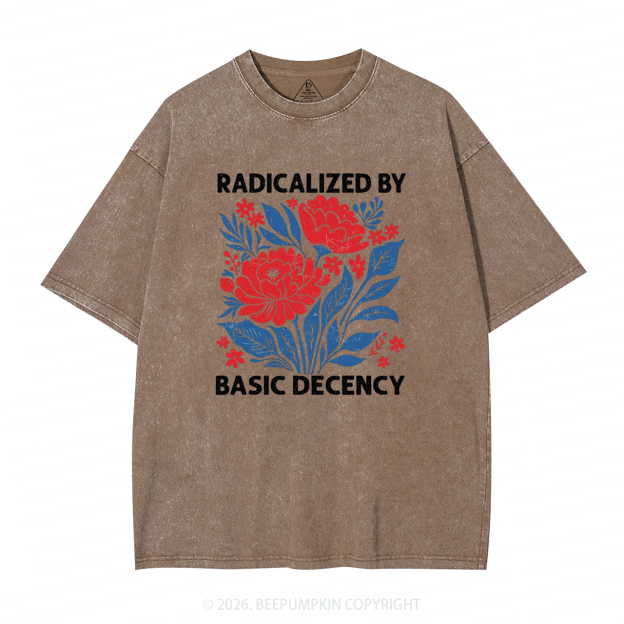 Radicalized By Basic Decency Feminist Washed T-Shirts