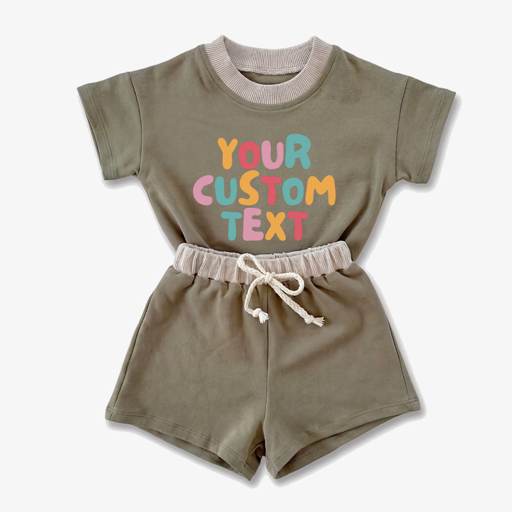 Personalized Colorful Name Baby Short Sleeve Tee and Shorts Sets