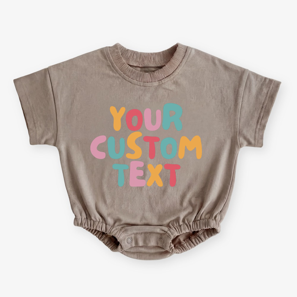 Personalized Colorful Name Short Sleeve Baby Bubble Romper