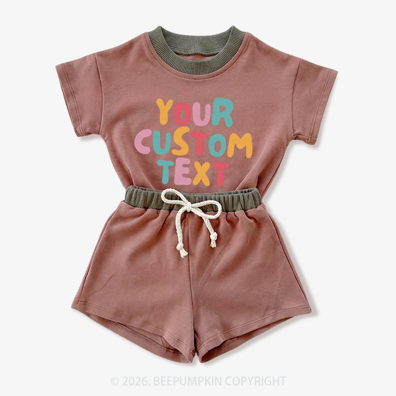 Personalized Colorful Name Baby Short Sleeve Tee and Shorts Sets