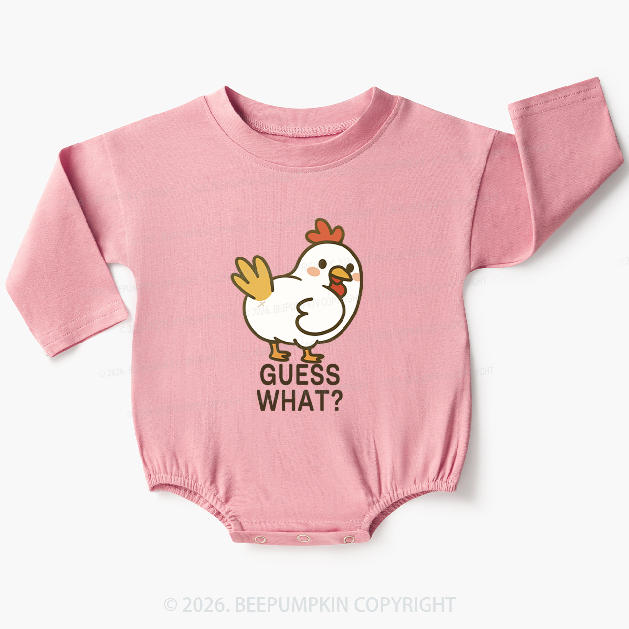 Guess What Chicken Funny Butt Joke Baby Bubble Romper