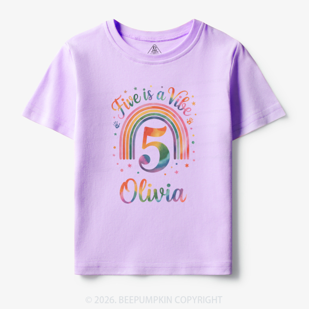 Personalized Five Is A Vibe Birthday Toddler&Kid's Tees