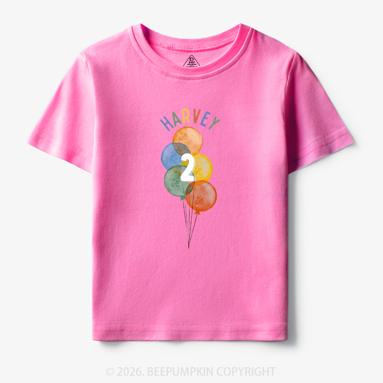 Personalized Rainbow Balloon Birthday Toddler&Kid's Tees