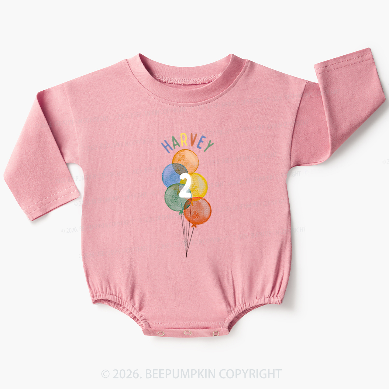 Personalized Rainbow Balloon Birthday Baby Bubble Romper