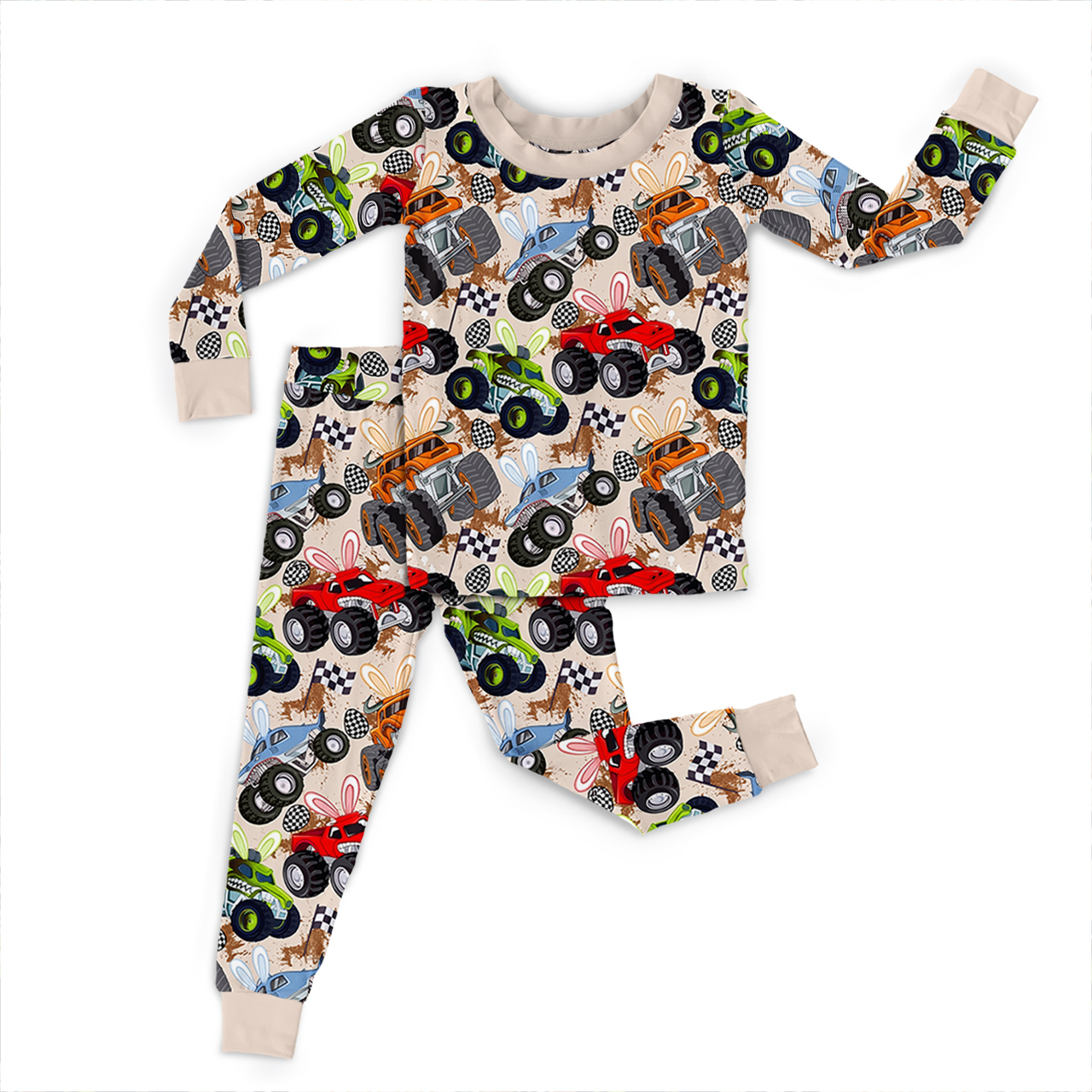 Easter Trucks Two-Piece Pajama Set For Kids