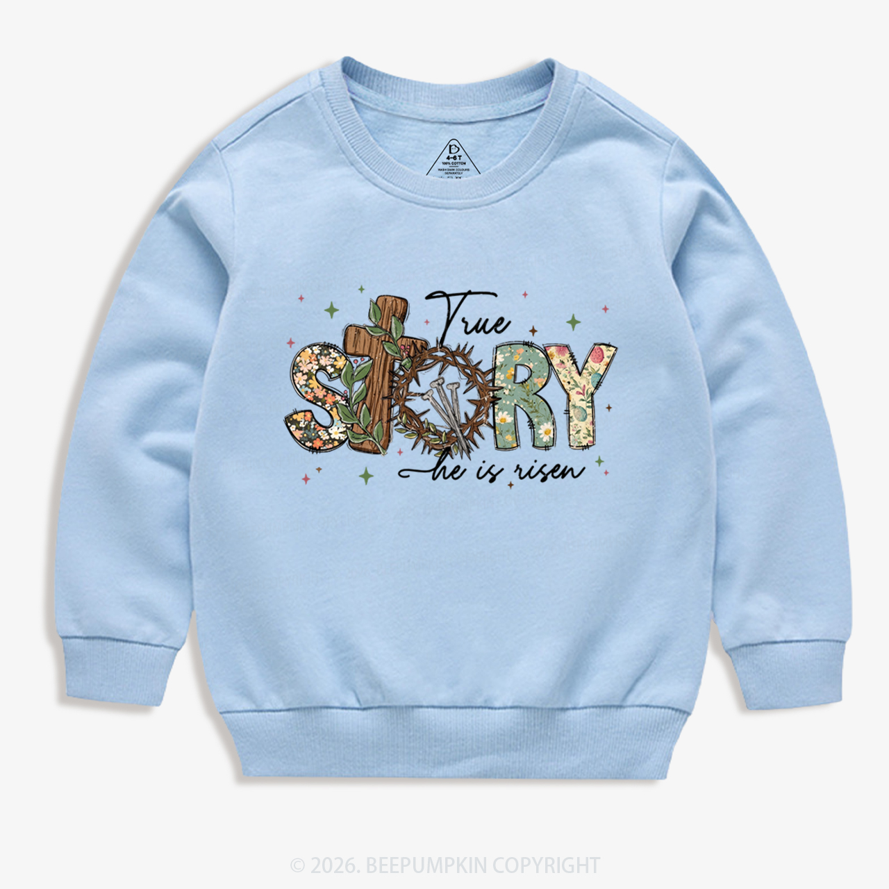 True Story He Is Risen Retro Easter Kid's Sweatshirt