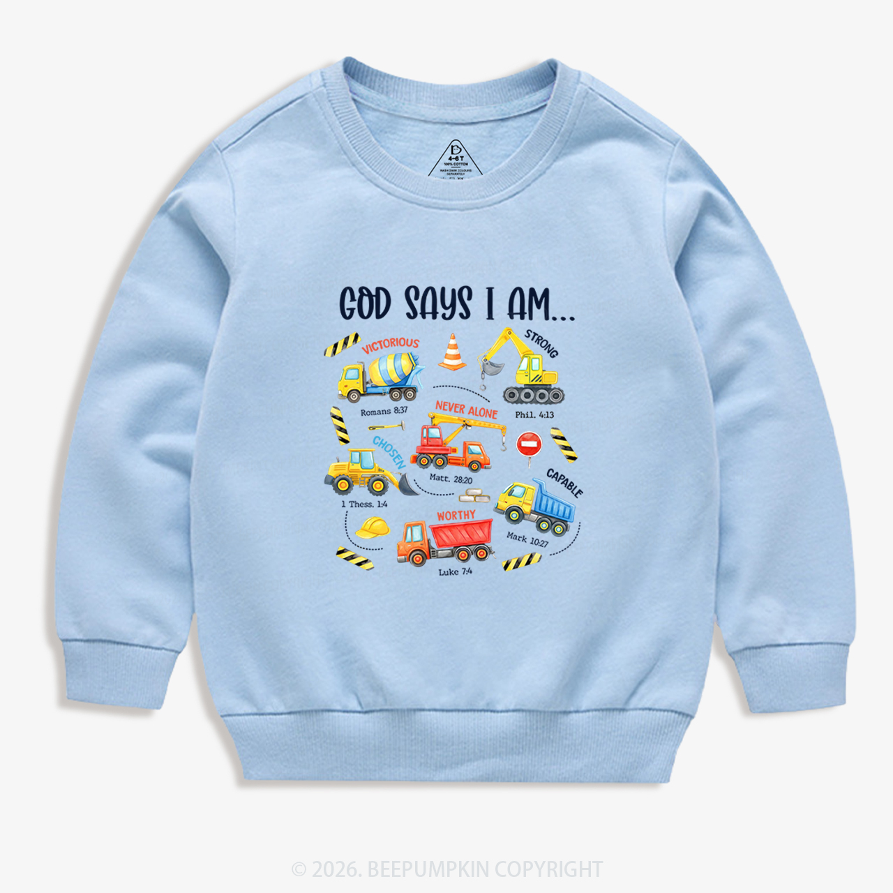 God Says I Am Construction Kid's Sweatshirt