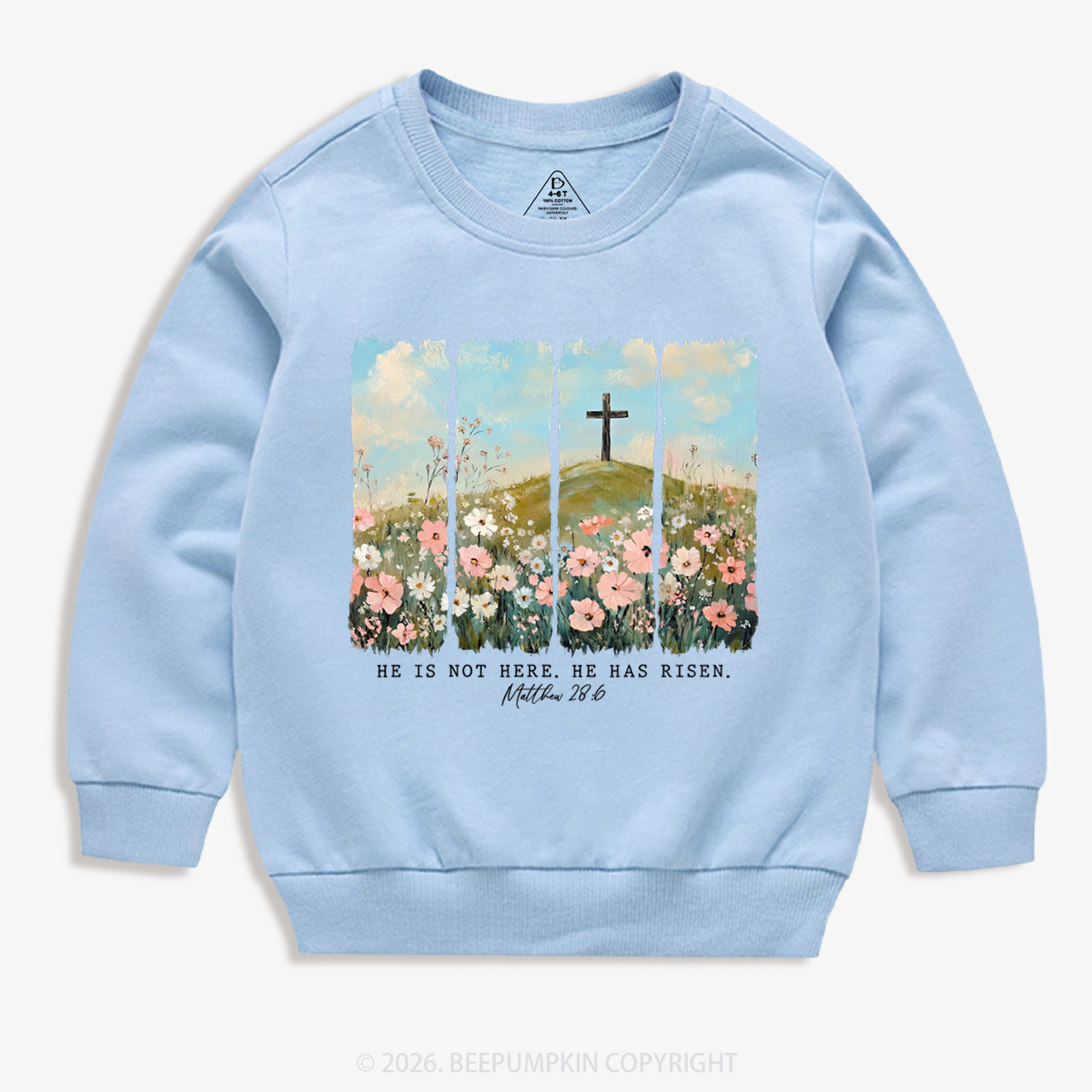 He is Risen Wildflower Spring Easter Kid's Sweatshirt