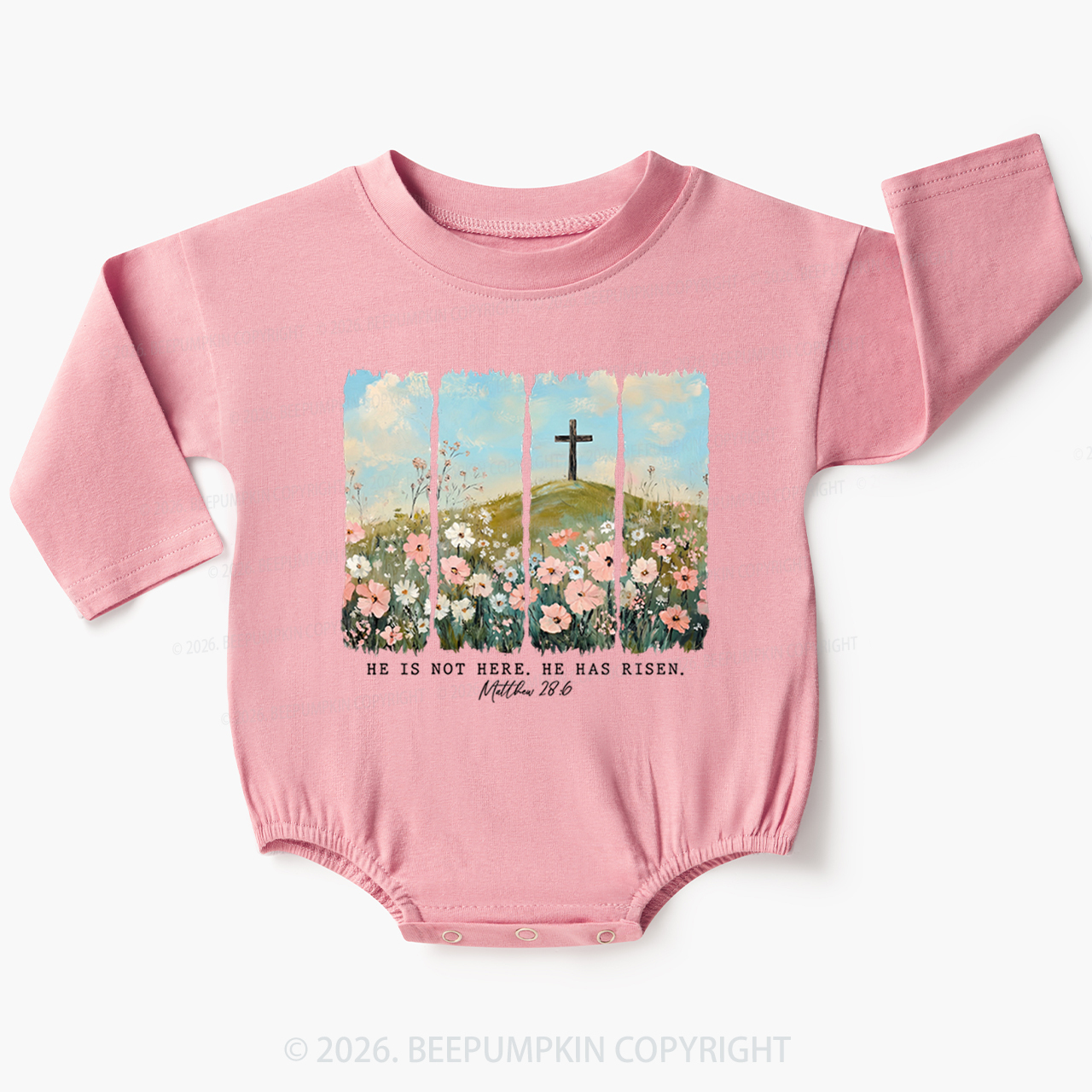 He is Risen Wildflower Spring Easter Baby Bubble Romper