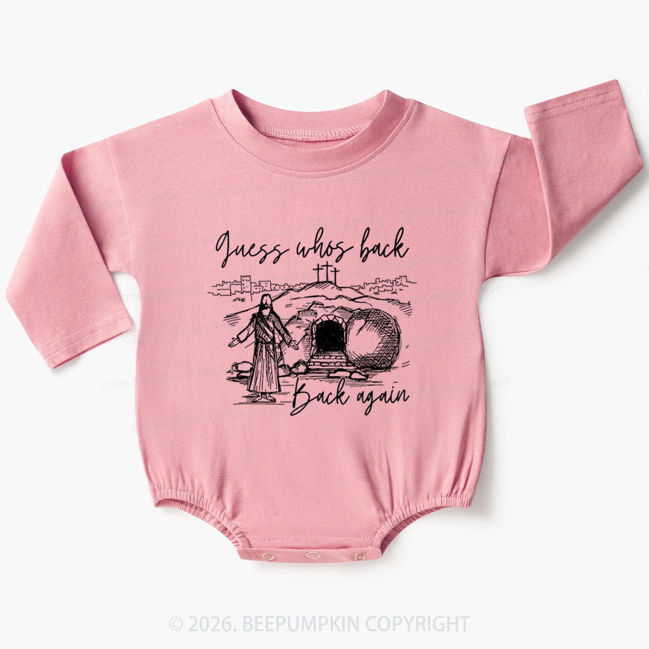 Guess Who's Back Again Funny Jesus Baby Bubble Romper