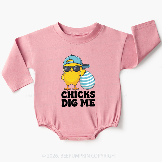 Chicks Dig Me Easter Baby Bubble Romper