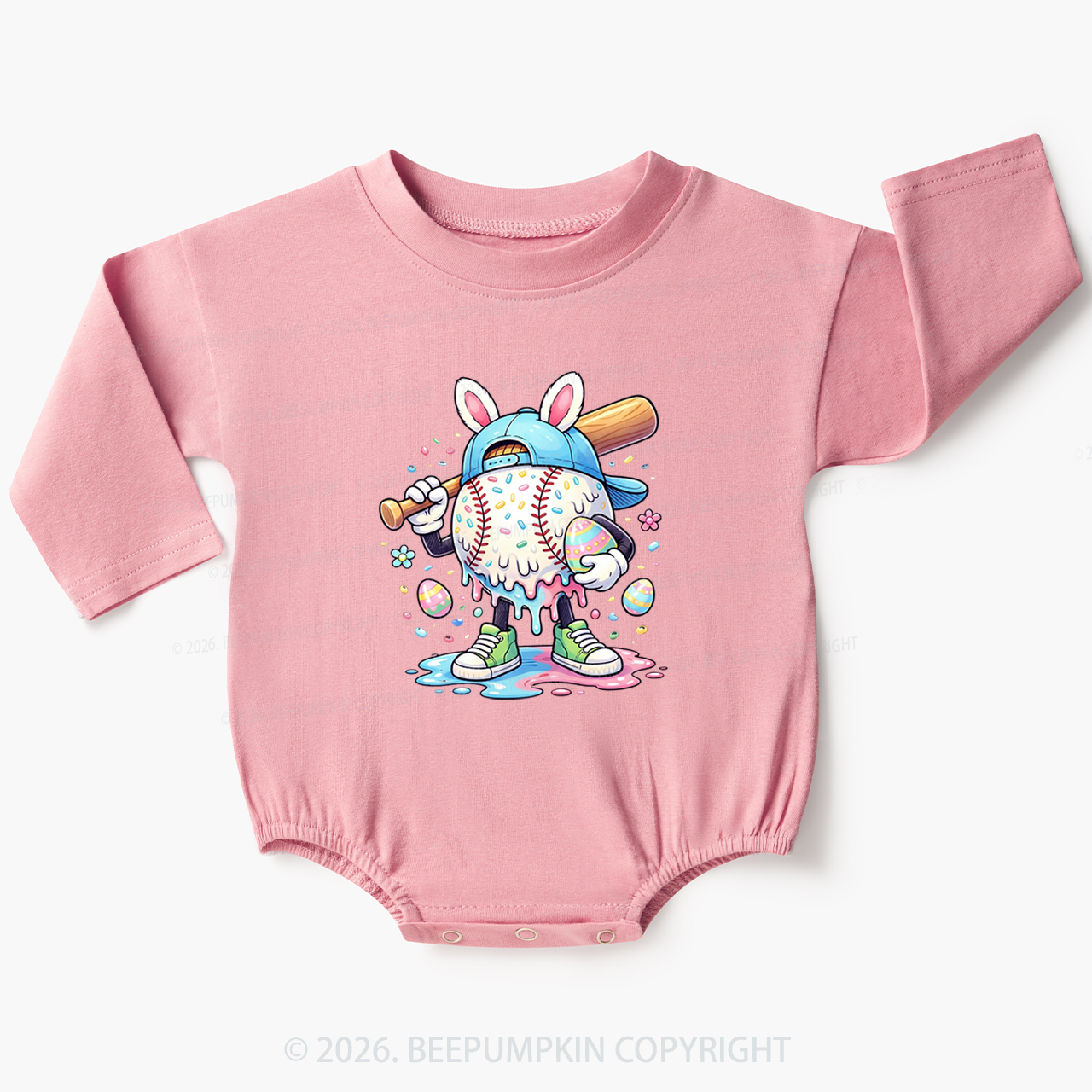 Easter Baseball Drip Baby Bubble Romper