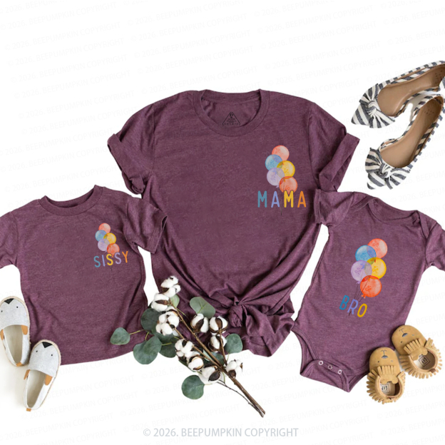 Personalized Rainbow Balloon Birthday Family Matching T-Shirts
