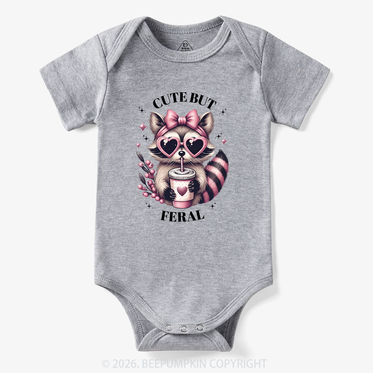 Cute But Feral Funny Raccoon Bodysuit
