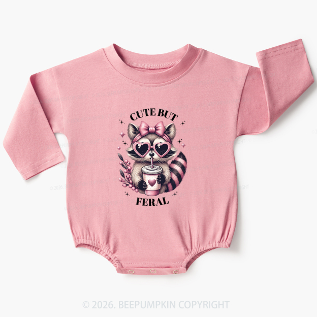 Cute But Feral Funny Raccoon Baby Bubble Romper