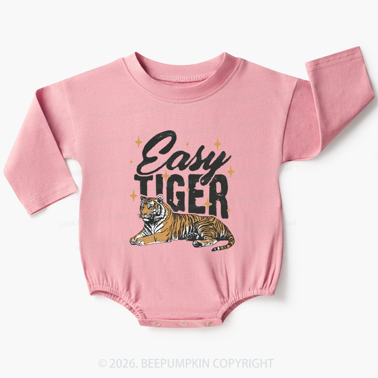 Retro Easy Tiger Funny Animal Baby Bubble Romper