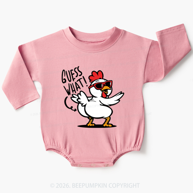 Funny Guess What Chicken Butt Baby Bubble Romper
