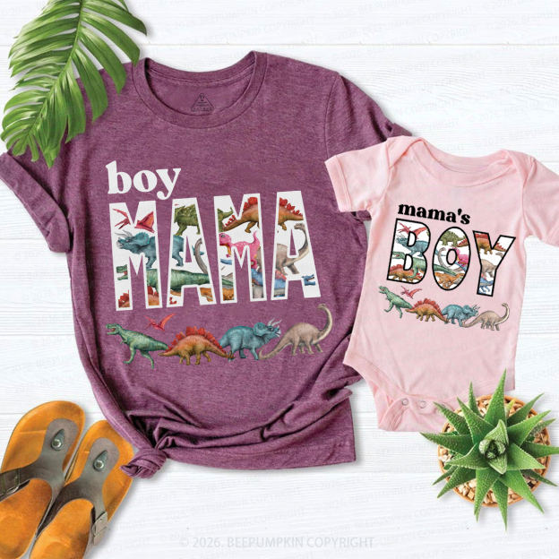 Dinosaur Mama & Boy Mom&Me Matching T-Shirts