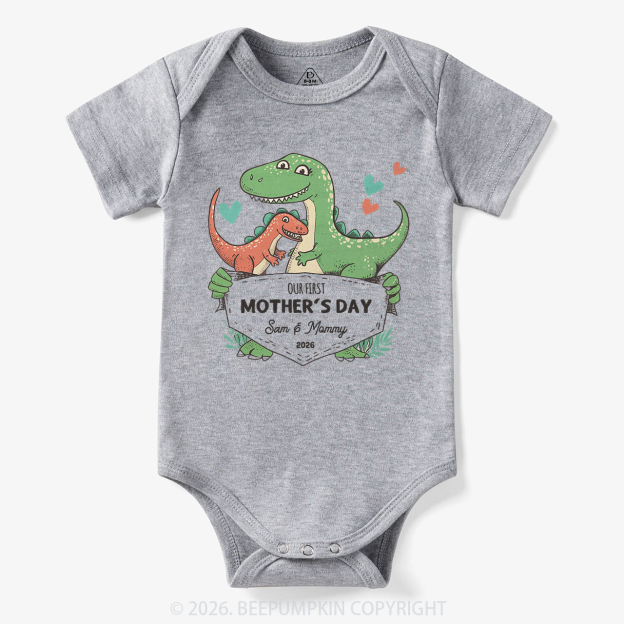 Personalized Our First Mother's Day Cute Dinosaur Bodysuit