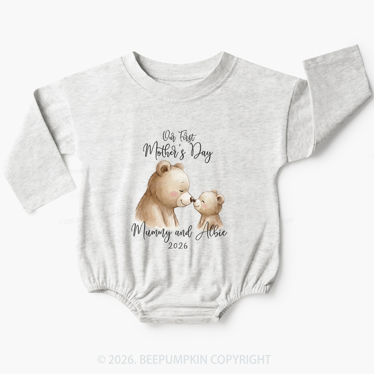 Personalised Teddy Bear First Mother’s Day Baby Bubble Romper