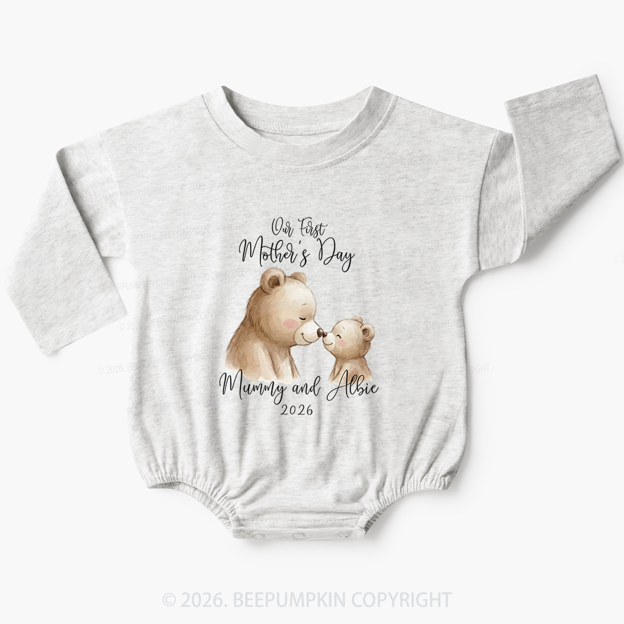 Personalised Teddy Bear First Mother’s Day Baby Bubble Romper