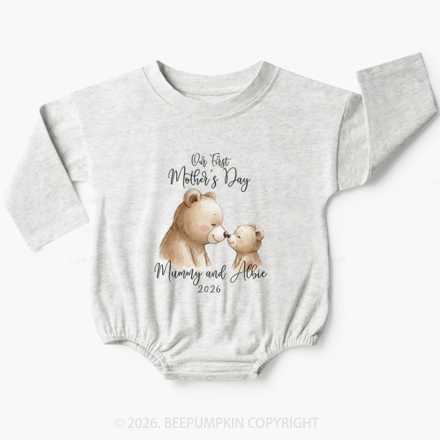 Personalised Teddy Bear First Mother’s Day Baby Bubble Romper