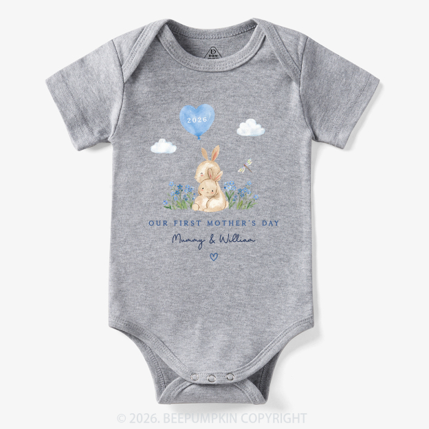 Personalized Our First Mother's Day Rabbit Together Bodysuit