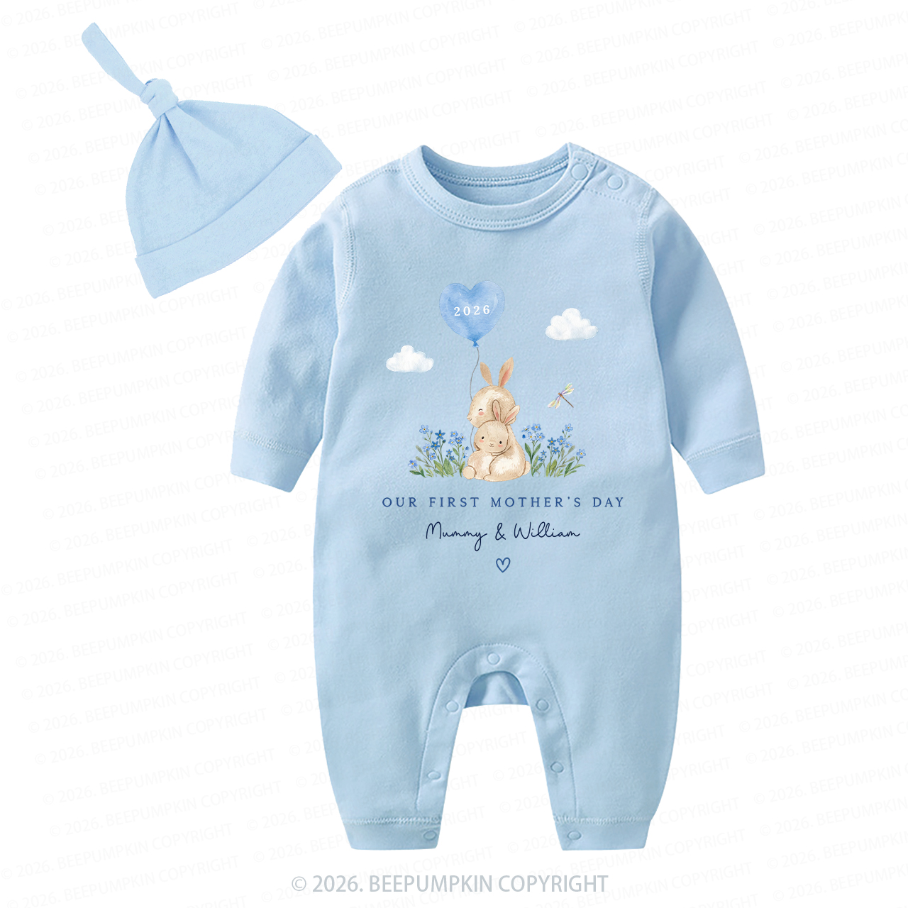 Personalized Our First Mother's Day Rabbit Together Baby Coming Home Outfit