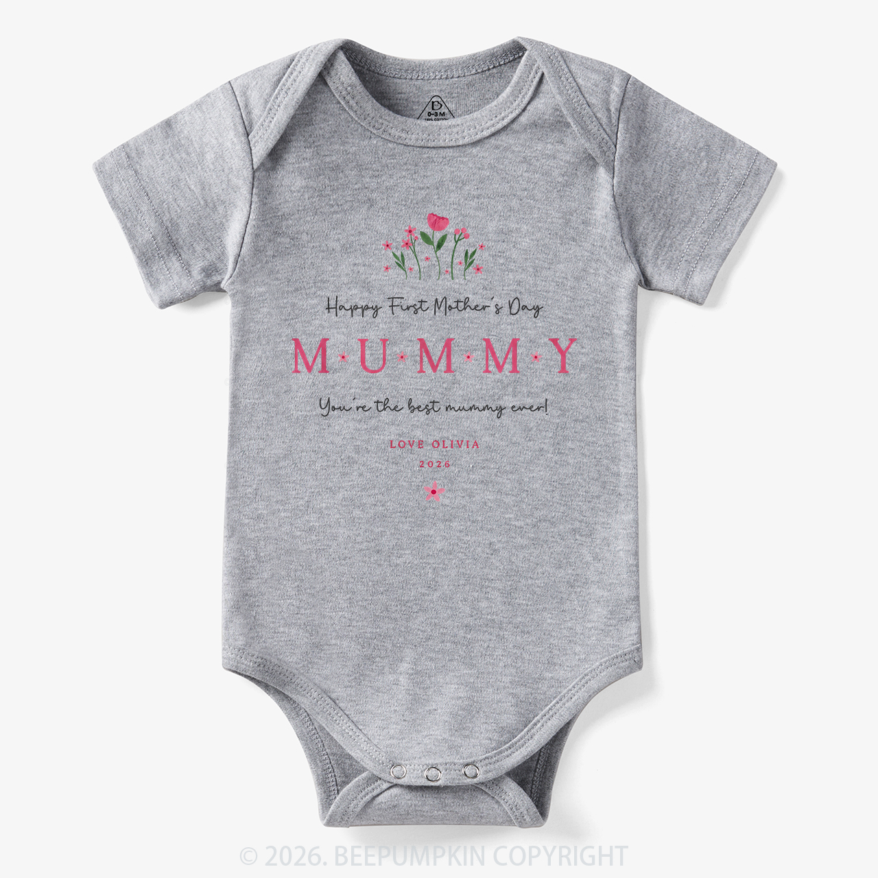 Personalized Our First Mother's Day Together Flower Bodysuit