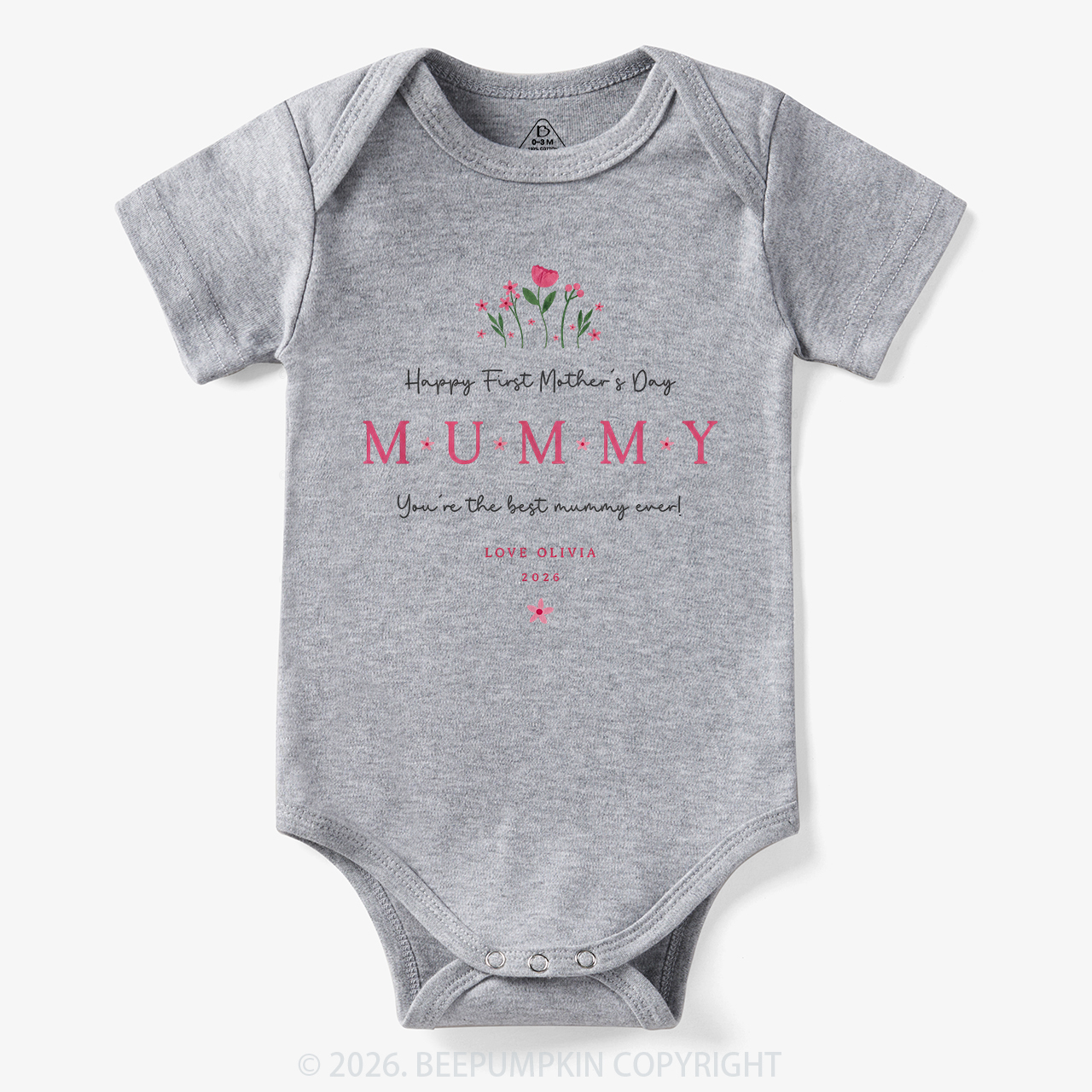 Personalized Our First Mother's Day Together Flower Bodysuit