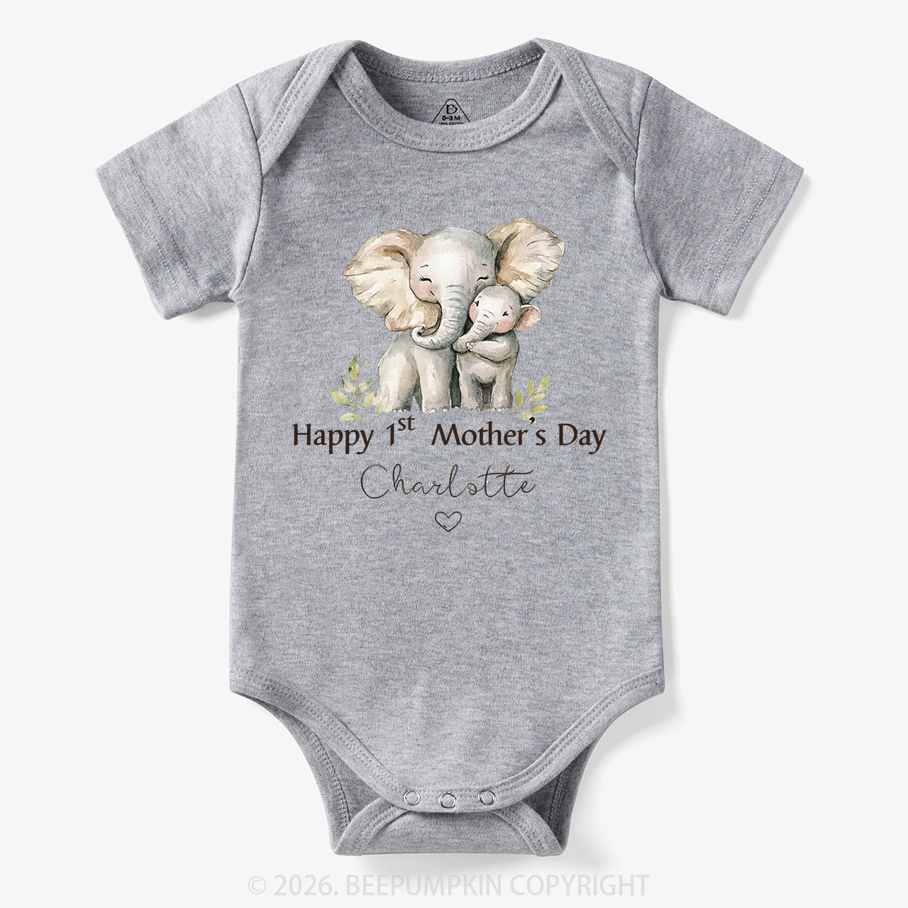 Personalized Happy Cute 1st Mother's Day Bodysuit