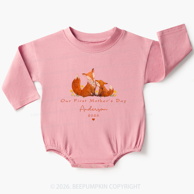 Personalized First Mother's Day Fox Baby Bubble Romper