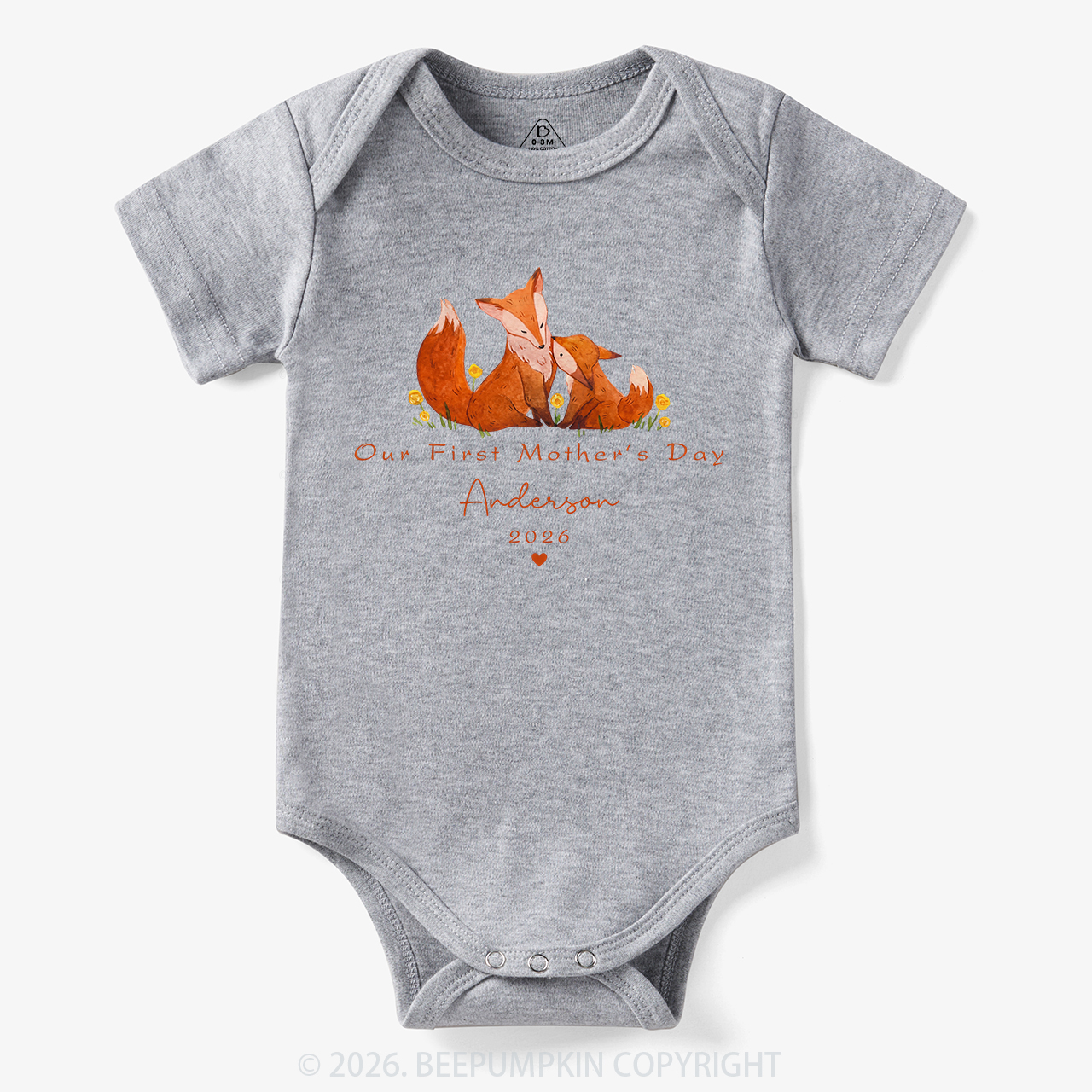 Personalized First Mother's Day Fox Bodysuit