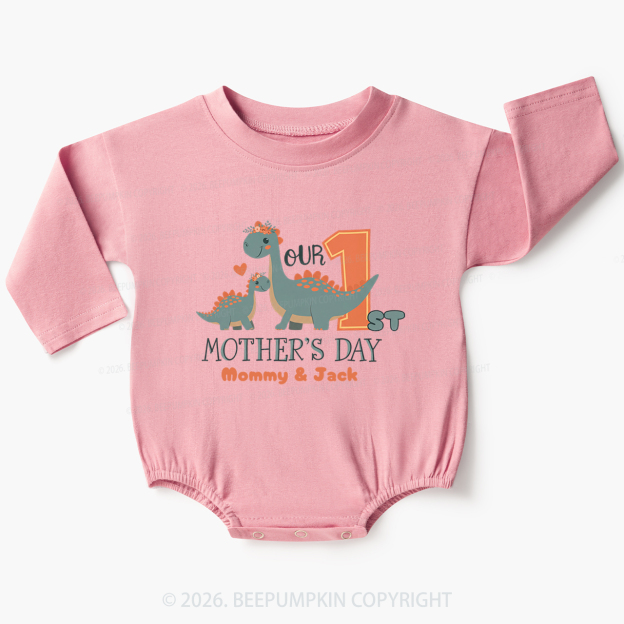 Personalized Funny Dinosaur Mother's Day Baby Bubble Romper