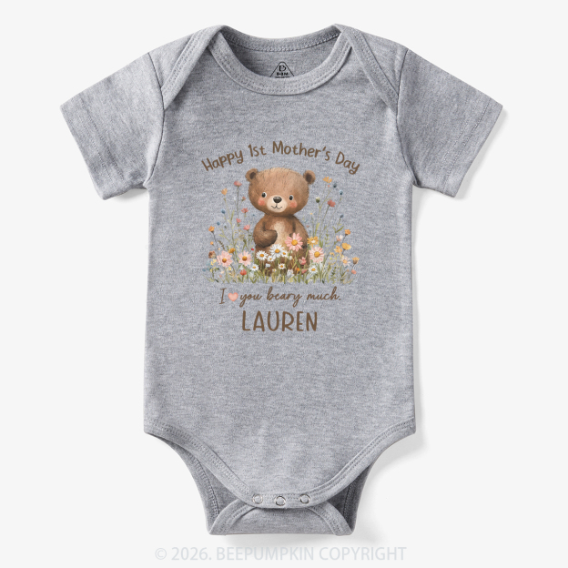 Personalized Happy 1st Mother's Day Floral Bear Bodysuit
