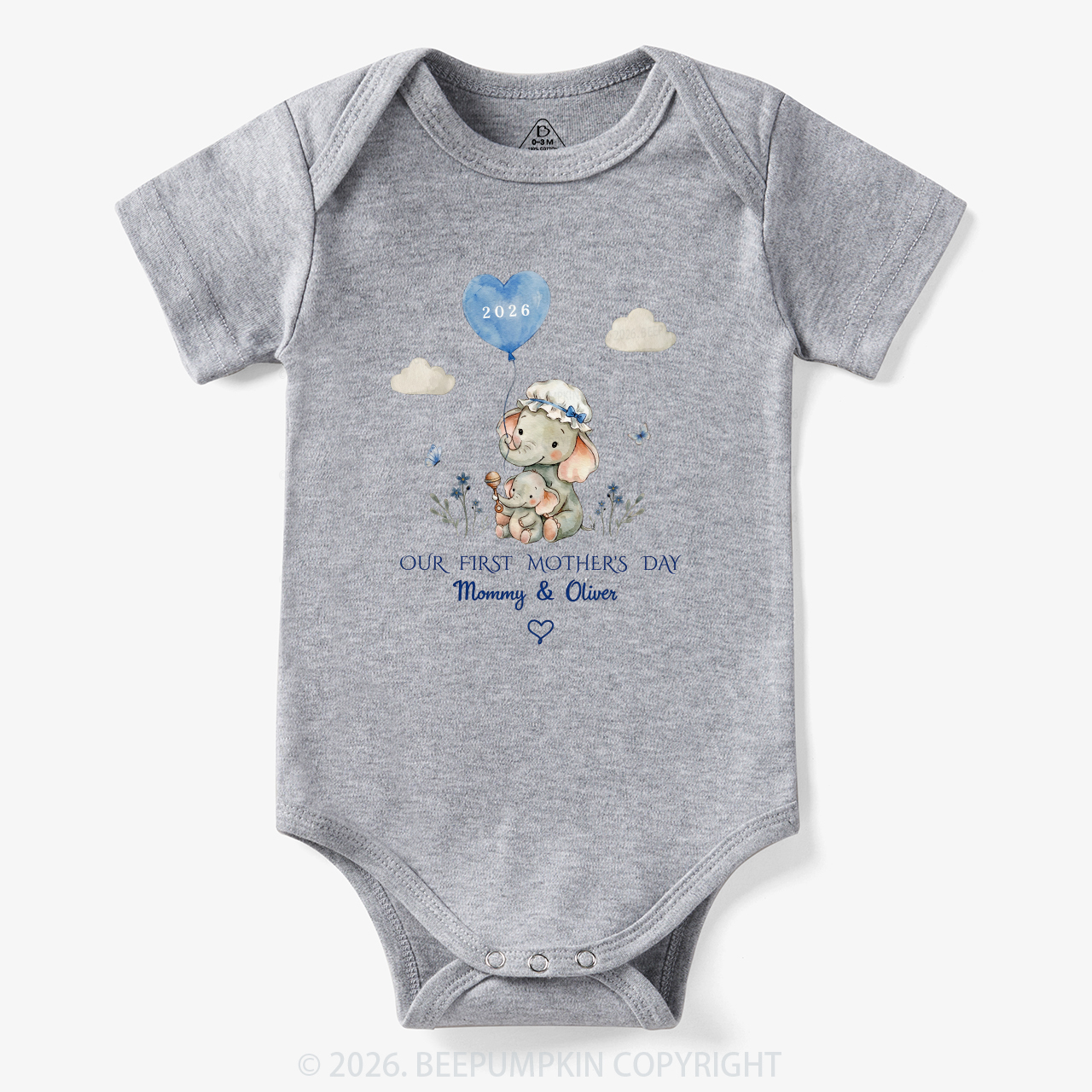 Personalized First Mother's Day Elephant Bodysuit